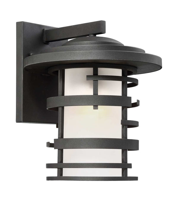 Wall Lantern Nuvo 60-6403 Lansing - 1 Light - 14 in. - Outdoor Wall Lantern with Etched Glass - Textured Black Finish Nuvo