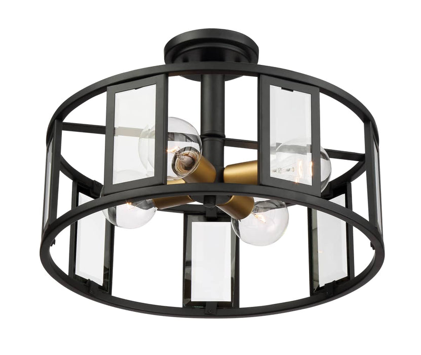 Semi Flush Nuvo 60-6413 Payne - 4 Light - Semi-Flush with Clear Beveled Glass - Midnight Bronze Finish Nuvo