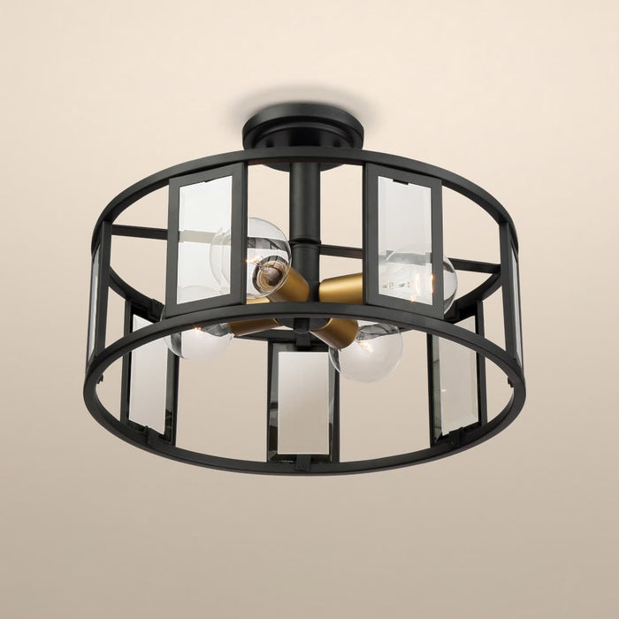 Semi Flush Nuvo 60-6413 Payne - 4 Light - Semi-Flush with Clear Beveled Glass - Midnight Bronze Finish Nuvo