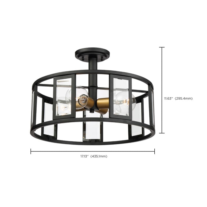 Semi Flush Nuvo 60-6413 Payne - 4 Light - Semi-Flush with Clear Beveled Glass - Midnight Bronze Finish Nuvo