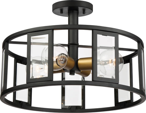 Semi Flush Nuvo 60-6413 Payne - 4 Light - Semi-Flush with Clear Beveled Glass - Midnight Bronze Finish Nuvo
