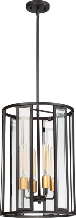 Pendant Nuvo 60-6415 Payne - 4 Light - Foyer Pendant with Clear Beveled Glass - Midnight Bronze Finish Nuvo
