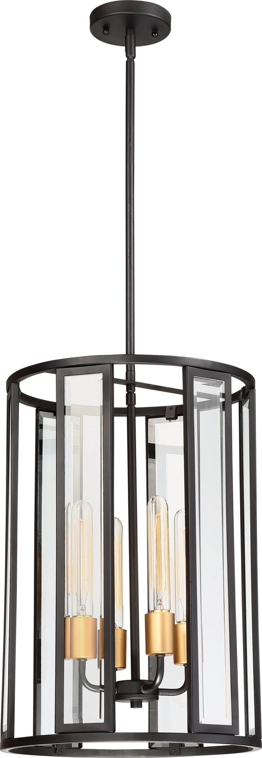 Pendant Nuvo 60-6415 Payne - 4 Light - Foyer Pendant with Clear Beveled Glass - Midnight Bronze Finish Nuvo