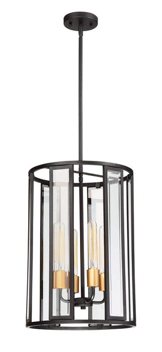 Pendant Nuvo 60-6415 Payne - 4 Light - Foyer Pendant with Clear Beveled Glass - Midnight Bronze Finish Nuvo