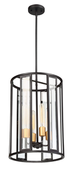 Pendant Nuvo 60-6415 Payne - 4 Light - Foyer Pendant with Clear Beveled Glass - Midnight Bronze Finish Nuvo