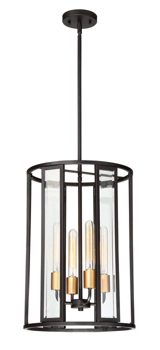 Pendant Nuvo 60-6415 Payne - 4 Light - Foyer Pendant with Clear Beveled Glass - Midnight Bronze Finish Nuvo