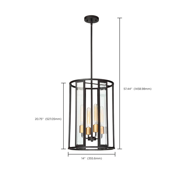 Pendant Nuvo 60-6415 Payne - 4 Light - Foyer Pendant with Clear Beveled Glass - Midnight Bronze Finish Nuvo