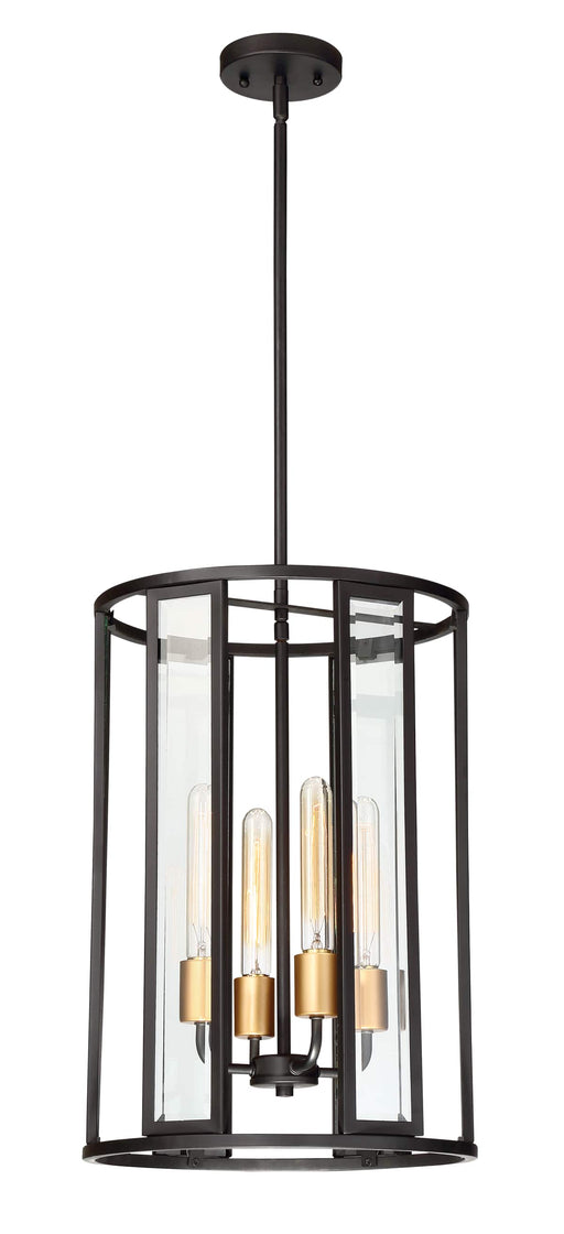 Pendant Nuvo 60-6415 Payne - 4 Light - Foyer Pendant with Clear Beveled Glass - Midnight Bronze Finish Nuvo