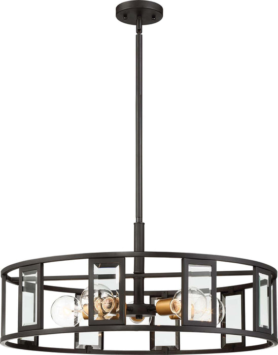 Pendant Nuvo 60-6416 Payne - 5 Light - Pendant with Clear Beveled Glass - Midnight Bronze Finish Nuvo