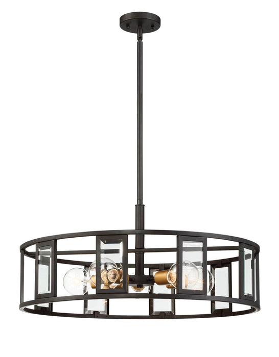 Pendant Nuvo 60-6416 Payne - 5 Light - Pendant with Clear Beveled Glass - Midnight Bronze Finish Nuvo