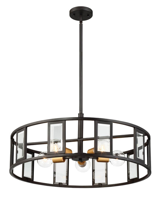 Pendant Nuvo 60-6416 Payne - 5 Light - Pendant with Clear Beveled Glass - Midnight Bronze Finish Nuvo