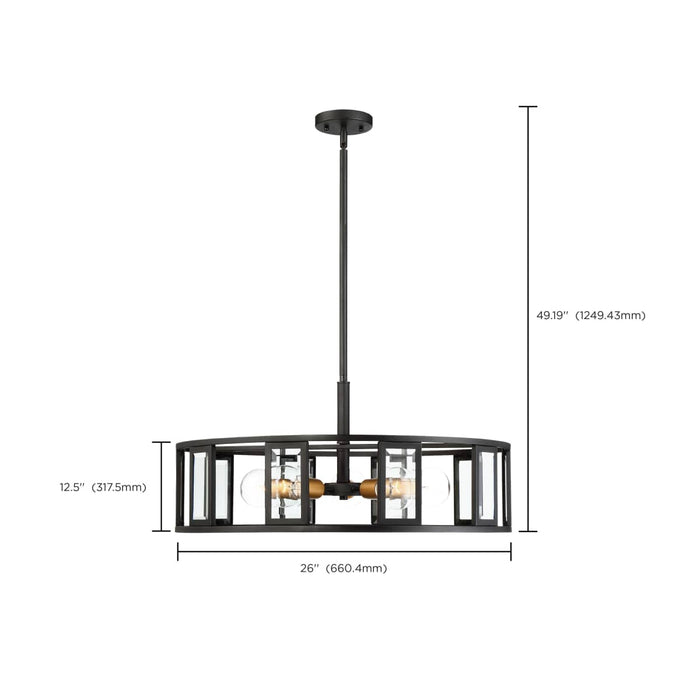 Pendant Nuvo 60-6416 Payne - 5 Light - Pendant with Clear Beveled Glass - Midnight Bronze Finish Nuvo