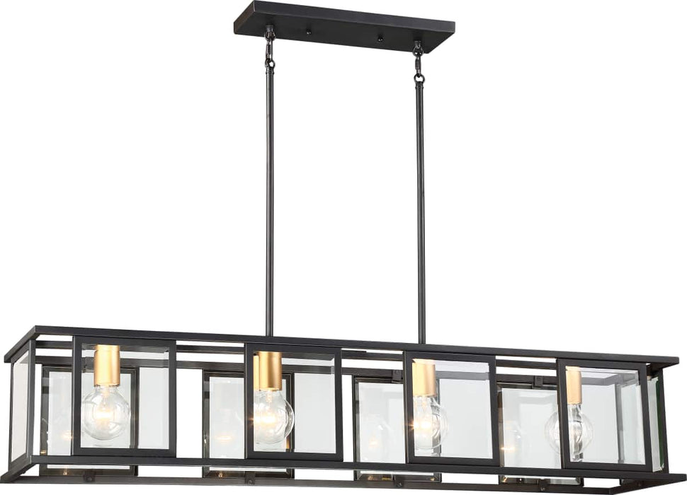 Island Pendant Nuvo 60-6417 Payne - 4 Light - Island Pendant with Clear Beveled Glass - Midnight Bronze Finish Nuvo