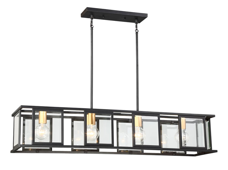 Island Pendant Nuvo 60-6417 Payne - 4 Light - Island Pendant with Clear Beveled Glass - Midnight Bronze Finish Nuvo