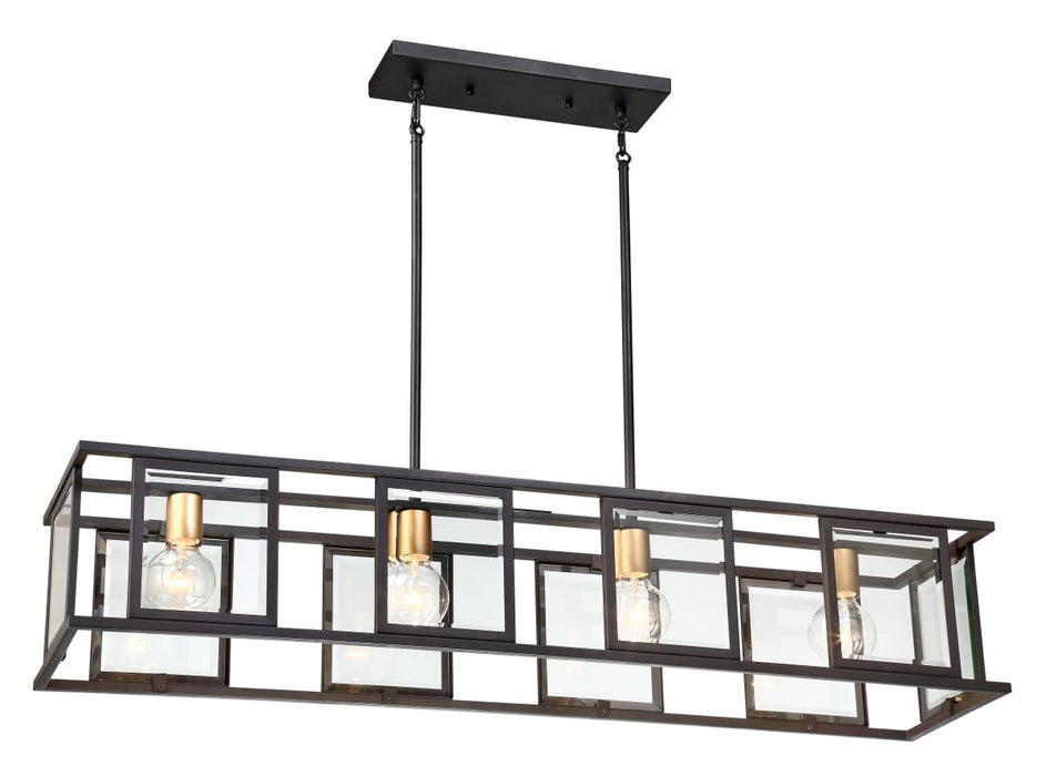 Island Pendant Nuvo 60-6417 Payne - 4 Light - Island Pendant with Clear Beveled Glass - Midnight Bronze Finish Nuvo