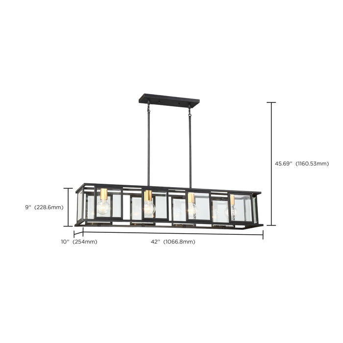 Island Pendant Nuvo 60-6417 Payne - 4 Light - Island Pendant with Clear Beveled Glass - Midnight Bronze Finish Nuvo