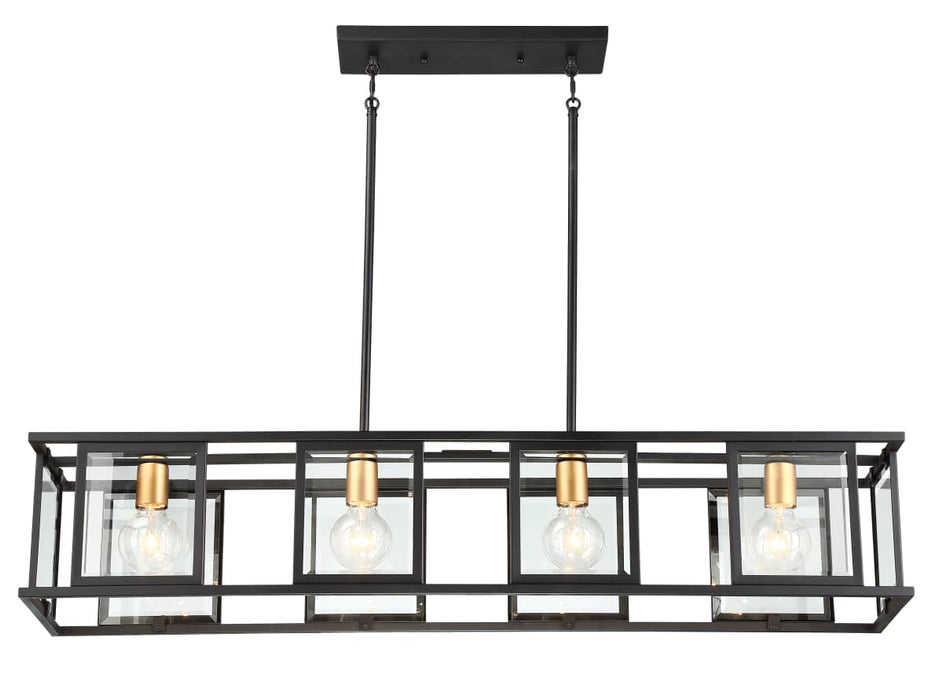 Island Pendant Nuvo 60-6417 Payne - 4 Light - Island Pendant with Clear Beveled Glass - Midnight Bronze Finish Nuvo