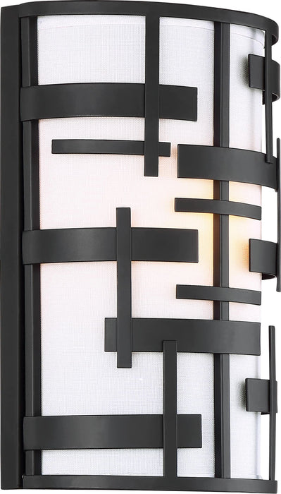 Sconce Nuvo 60-6431 Lansing - 2 Light - Wall Sconce with White Fabric Shade - Midnight Bronze Finish Nuvo