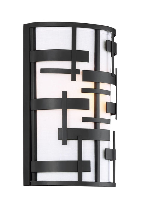 Sconce Nuvo 60-6431 Lansing - 2 Light - Wall Sconce with White Fabric Shade - Midnight Bronze Finish Nuvo