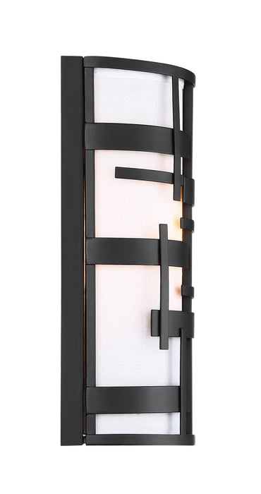 Sconce Nuvo 60-6431 Lansing - 2 Light - Wall Sconce with White Fabric Shade - Midnight Bronze Finish Nuvo