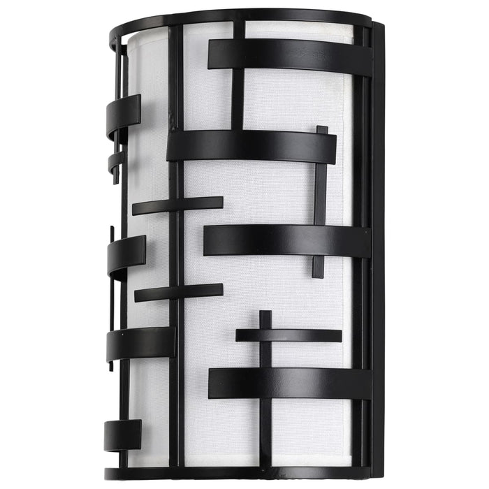 Sconce Nuvo 60-6431 Lansing - 2 Light - Wall Sconce with White Fabric Shade - Midnight Bronze Finish Nuvo