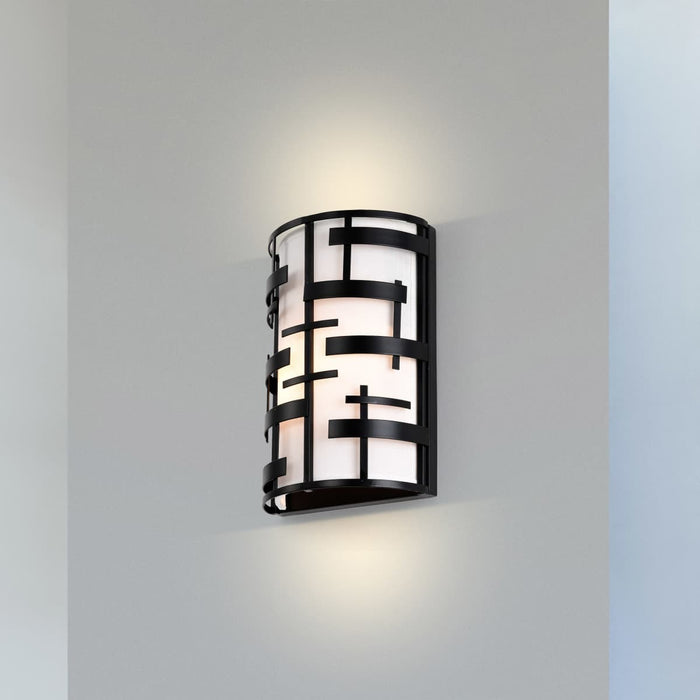 Sconce Nuvo 60-6431 Lansing - 2 Light - Wall Sconce with White Fabric Shade - Midnight Bronze Finish Nuvo