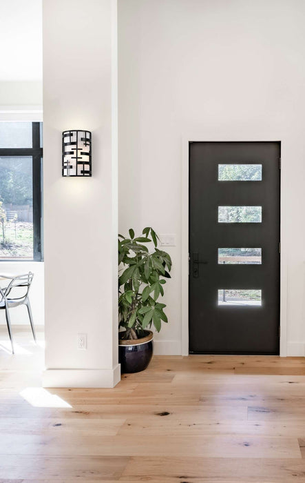 Sconce Nuvo 60-6431 Lansing - 2 Light - Wall Sconce with White Fabric Shade - Midnight Bronze Finish Nuvo