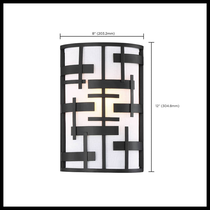Sconce Nuvo 60-6431 Lansing - 2 Light - Wall Sconce with White Fabric Shade - Midnight Bronze Finish Nuvo