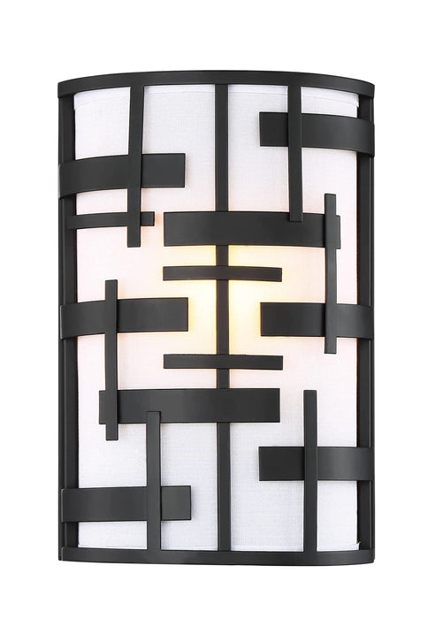 Sconce Nuvo 60-6431 Lansing - 2 Light - Wall Sconce with White Fabric Shade - Midnight Bronze Finish Nuvo