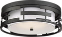 Flush Mount Nuvo 60-6434 Lansing - 3 Light - Flush with White Fabric Shade and Opal Diffuser - Midnight Bronze Finish Nuvo
