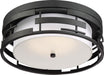 Flush Mount Nuvo 60-6434 Lansing - 3 Light - Flush with White Fabric Shade and Opal Diffuser - Midnight Bronze Finish Nuvo