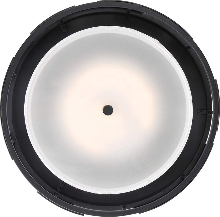 Flush Mount Nuvo 60-6434 Lansing - 3 Light - Flush with White Fabric Shade and Opal Diffuser - Midnight Bronze Finish Nuvo