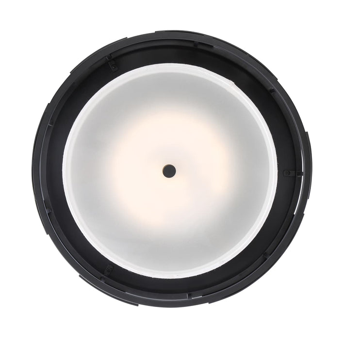 Flush Mount Nuvo 60-6434 Lansing - 3 Light - Flush with White Fabric Shade and Opal Diffuser - Midnight Bronze Finish Nuvo