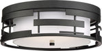 Flush Mount Nuvo 60-6434 Lansing - 3 Light - Flush with White Fabric Shade and Opal Diffuser - Midnight Bronze Finish Nuvo