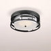Flush Mount Nuvo 60-6434 Lansing - 3 Light - Flush with White Fabric Shade and Opal Diffuser - Midnight Bronze Finish Nuvo