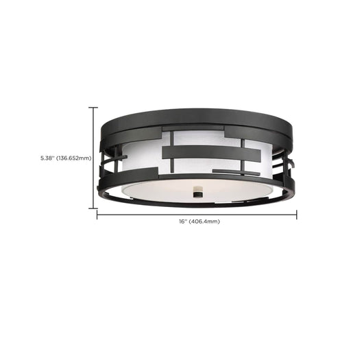 Flush Mount Nuvo 60-6434 Lansing - 3 Light - Flush with White Fabric Shade and Opal Diffuser - Midnight Bronze Finish Nuvo