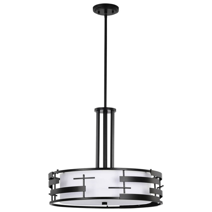 Pendant Nuvo 60-6435 Lansing - 3 Light - Pendant with White Fabric Shade and Opal Diffuser - Midnight Bronze Finish Nuvo