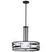 Pendant Nuvo 60-6435 Lansing - 3 Light - Pendant with White Fabric Shade and Opal Diffuser - Midnight Bronze Finish Nuvo