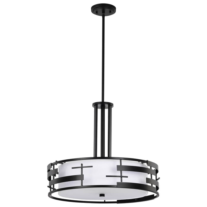 Pendant Nuvo 60-6435 Lansing - 3 Light - Pendant with White Fabric Shade and Opal Diffuser - Midnight Bronze Finish Nuvo