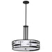Pendant Nuvo 60-6435 Lansing - 3 Light - Pendant with White Fabric Shade and Opal Diffuser - Midnight Bronze Finish Nuvo