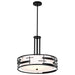 Pendant Nuvo 60-6435 Lansing - 3 Light - Pendant with White Fabric Shade and Opal Diffuser - Midnight Bronze Finish Nuvo