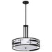 Pendant Nuvo 60-6435 Lansing - 3 Light - Pendant with White Fabric Shade and Opal Diffuser - Midnight Bronze Finish Nuvo