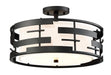 Semi Flush Nuvo 60-6436 Lansing - 3 Light - Semi - Flush with White Fabric Shade and Opal Diffuser - Midnight Bronze Finish Nuvo