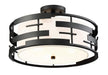 Semi Flush Nuvo 60-6436 Lansing - 3 Light - Semi - Flush with White Fabric Shade and Opal Diffuser - Midnight Bronze Finish Nuvo
