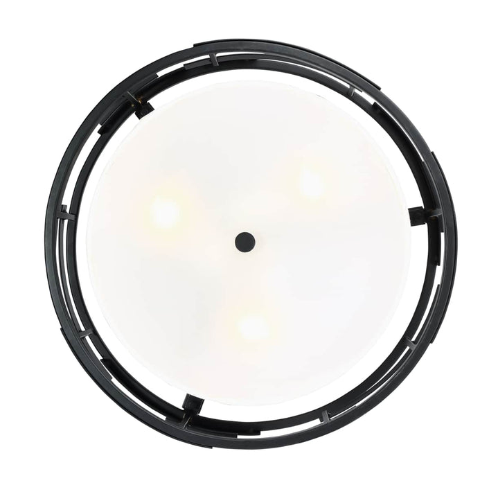 Semi Flush Nuvo 60-6436 Lansing - 3 Light - Semi - Flush with White Fabric Shade and Opal Diffuser - Midnight Bronze Finish Nuvo