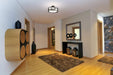 Semi Flush Nuvo 60-6436 Lansing - 3 Light - Semi - Flush with White Fabric Shade and Opal Diffuser - Midnight Bronze Finish Nuvo