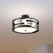 Semi Flush Nuvo 60-6436 Lansing - 3 Light - Semi - Flush with White Fabric Shade and Opal Diffuser - Midnight Bronze Finish Nuvo