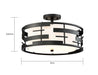 Semi Flush Nuvo 60-6436 Lansing - 3 Light - Semi - Flush with White Fabric Shade and Opal Diffuser - Midnight Bronze Finish Nuvo