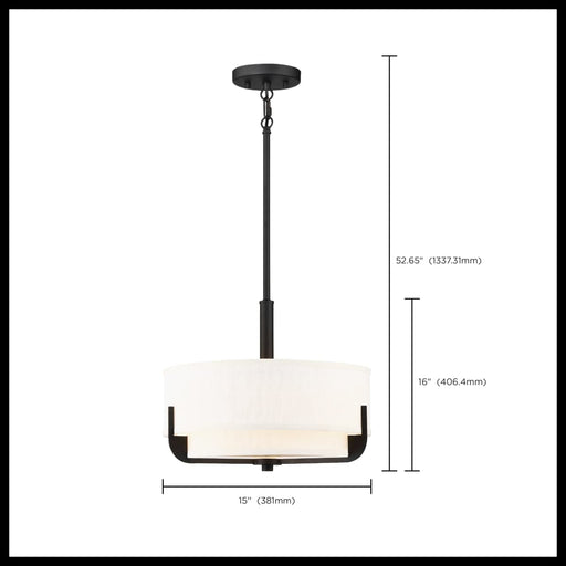 Pendant Nuvo 60-6543 Frankie - 3 Light - 15 in. - Pendant - Aged Bronze Finish with White Glass Nuvo
