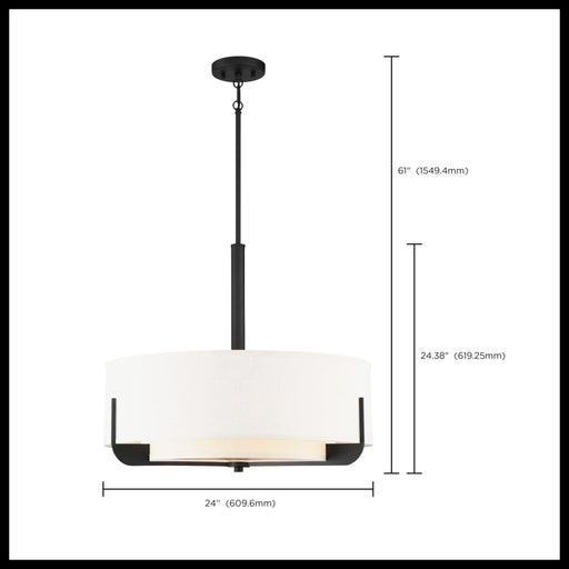 Pendant Nuvo 60-6544 Frankie - 4 Light - 24 in. - Pendant - Aged Bronze Finish with White Glass Nuvo